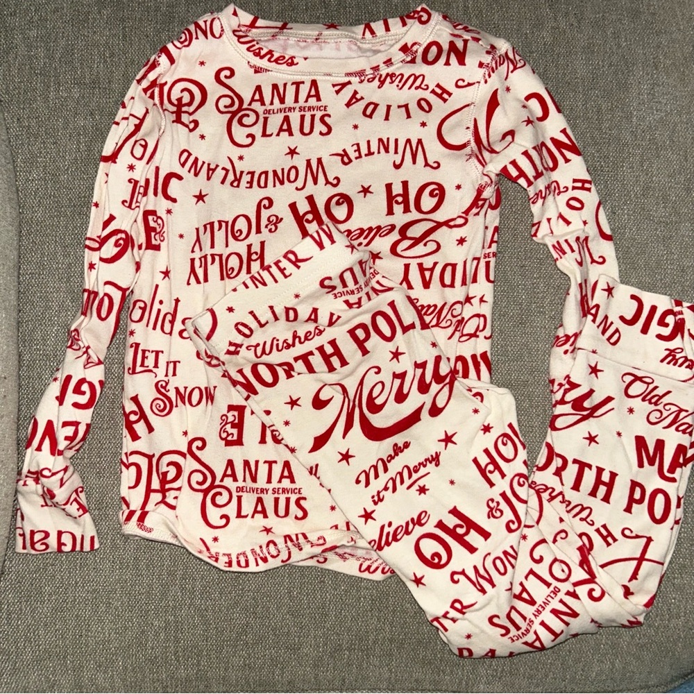 Kids Festive Red and White Holiday Pajama Set